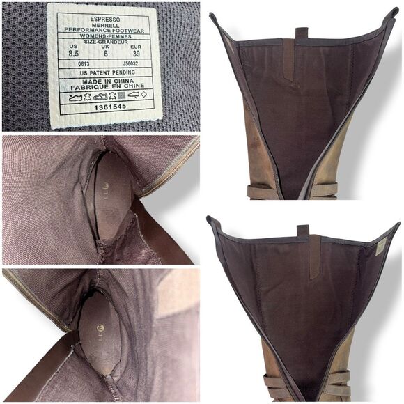 Merrell Captiva Riding Boots Waterproof Brown Leather Tall Side Zip Womens 8.5 - Picture 10 of 12